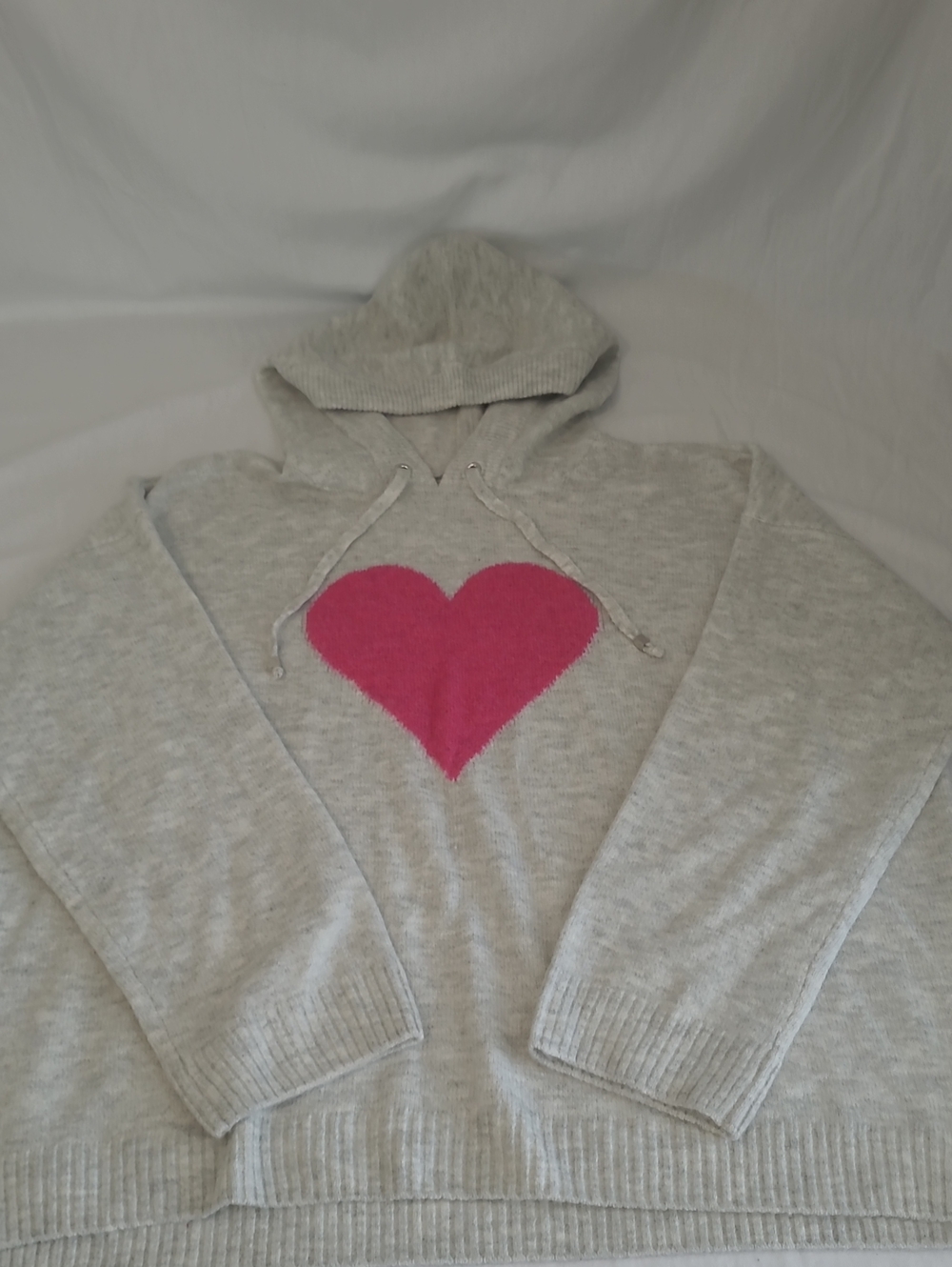 CeCe Light Gray Hoodie with Pink Heart Motif